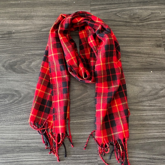 Christian Dior Classic Fall Red Black Plaid Scarf - Picture 1 of 4